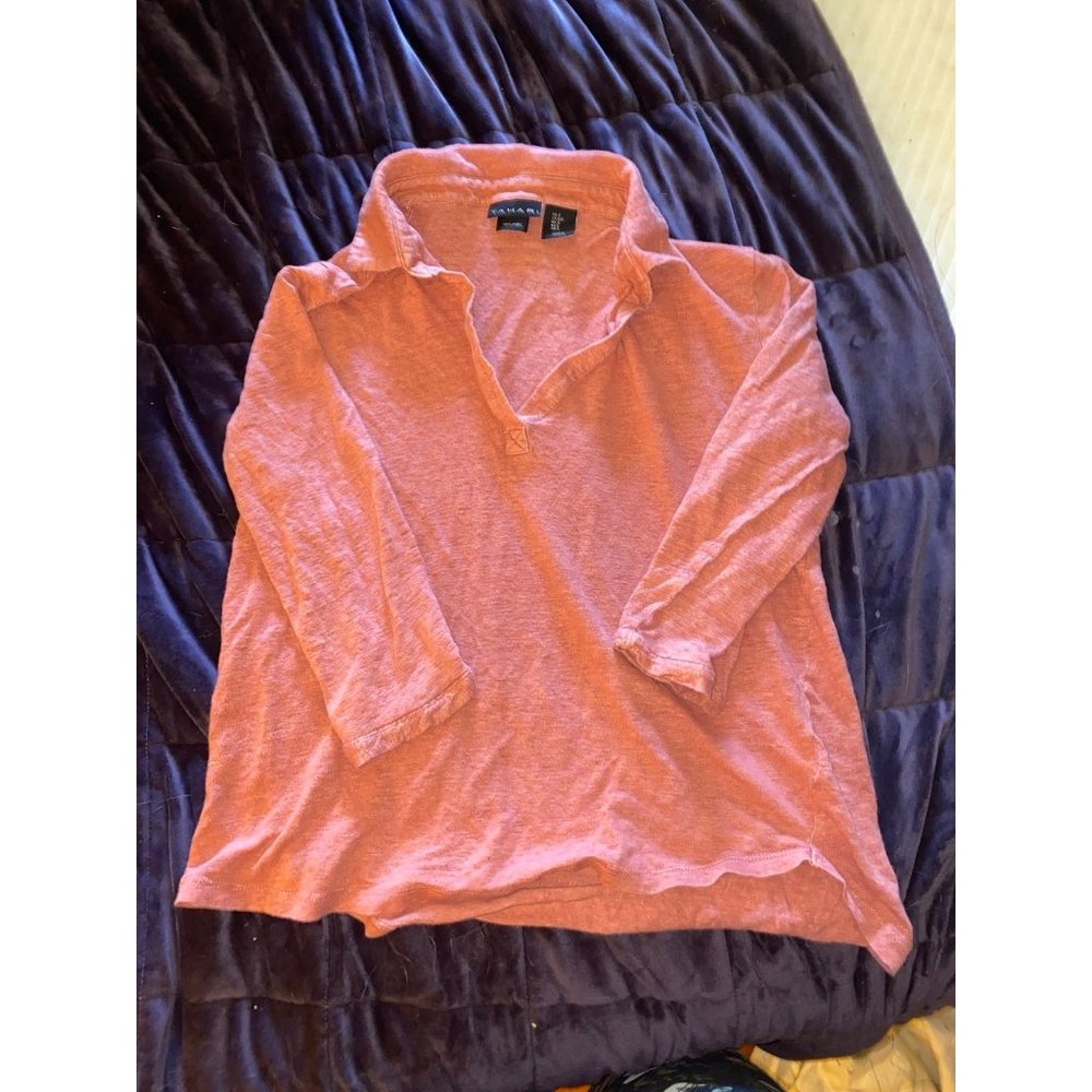 100% Linen shirt, Tahari size small color, peachy, orange
